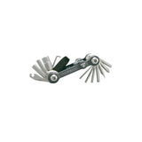 Topeak Mini 18 multi-tool for bikes, compact black and silver workshop repair set with various screwdrivers and wrenches.