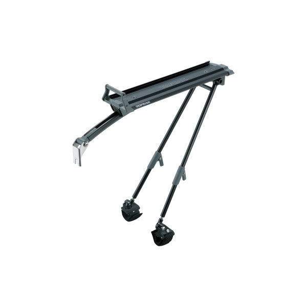 Topeak Roadie Rack in black for road bikes, featuring RX QuickTrack™ system for easy attachment and secure bike accessory mounting.