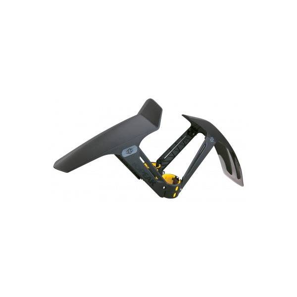 Topeak Defender XC1/XC11 mudguard for 29-inch mountain bikes, shown attached to a mountain bike wheel, protecting from mud and debris.