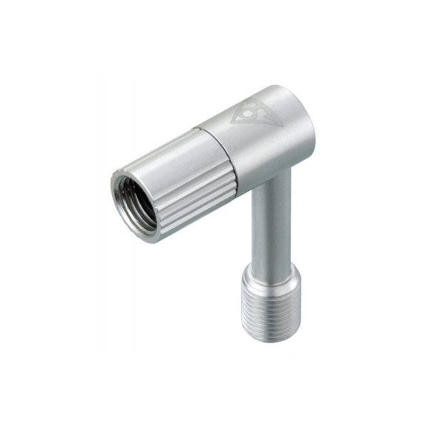 Topeak Pressure Rite gauge for air springs and shocks, showing a digital pressure measurement tool for accurate inflation.