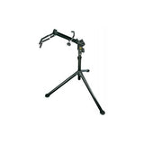 Topeak Prepstand Max bike repair stand with adjustable clamp and folding design, black, showing the sturdy frame and clamp mechanism.