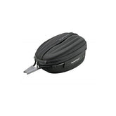 Topeak Dynapack DX black expandable bike seatpost bag with helmet storage, reflective safety features, and secure attachment straps.