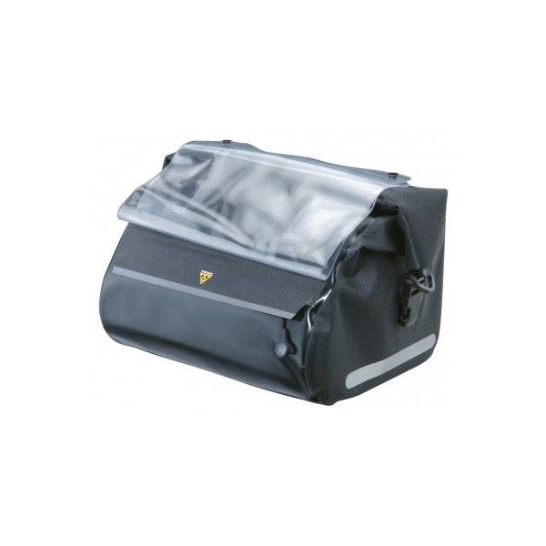 Topeak DryBag waterproof bike handlebar bag with reflective strip, black, designed for cycling accessories storage on handlebars