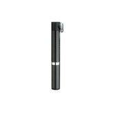 Topeak Micro Rocket CB black road bike pump with mounting bracket and Presta valve, compact cycling accessories for inflating tires.