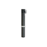 Topeak Micro Rocket CB black road bike pump with mounting bracket and Presta valve, compact cycling accessories for inflating tires.