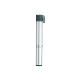 Topeak Micro Rocket AL Silver compact aluminum bike pump with Presta valve and mounting bracket for cycling accessories.