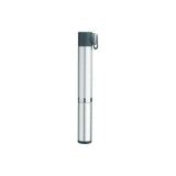 Topeak Micro Rocket AL silver compact aluminum bike pump with Presta valve and mounting bracket for cycling accessories.