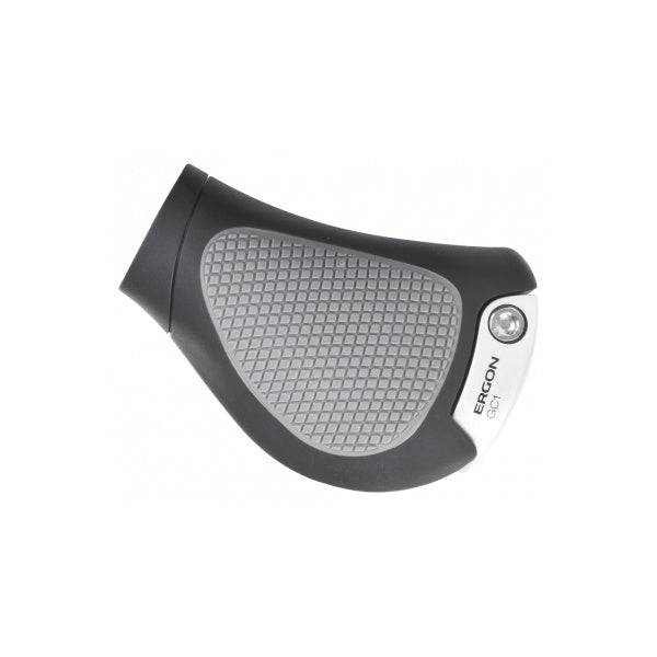Ergon GC1 ergonomic bicycle grips for backwards-swept handlebars, compatible with standard and Rohloff/Nexus components.