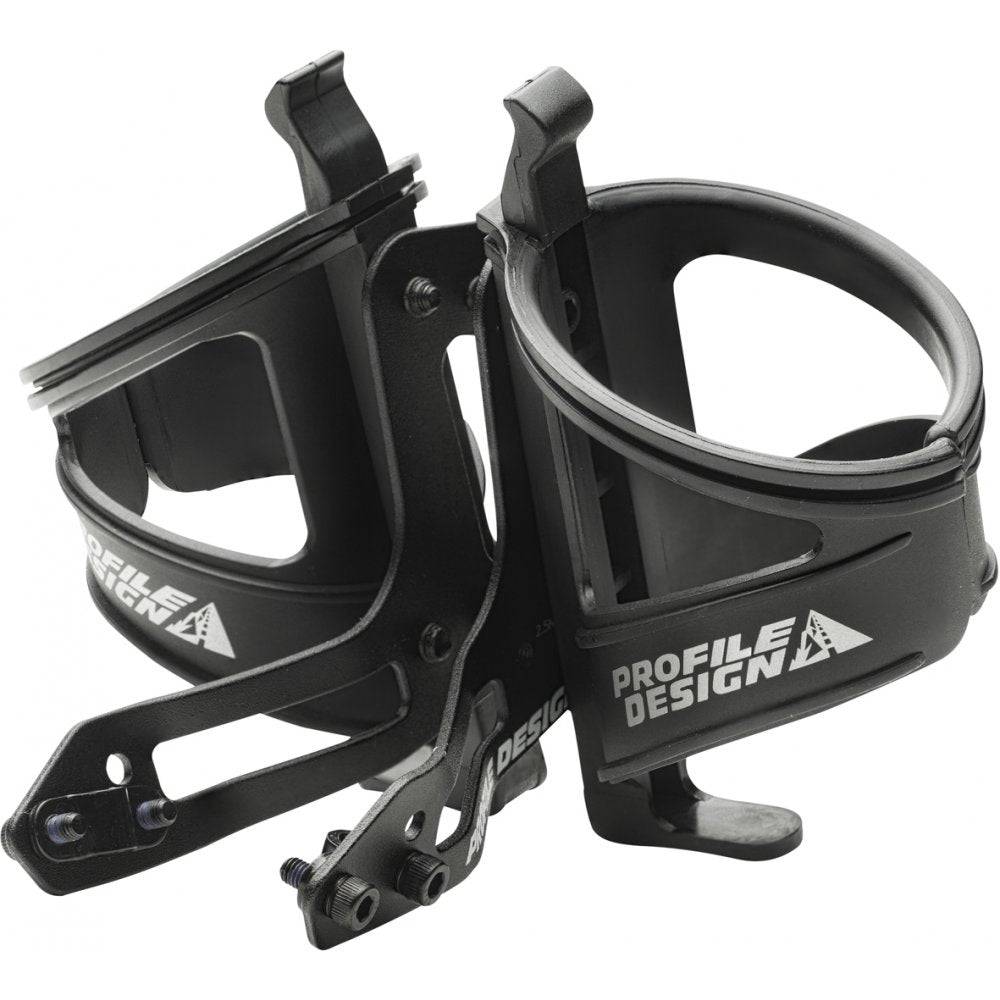 Profile Design RML rear mount bottle system with adjustable angles and storage slots for cycling accessories.