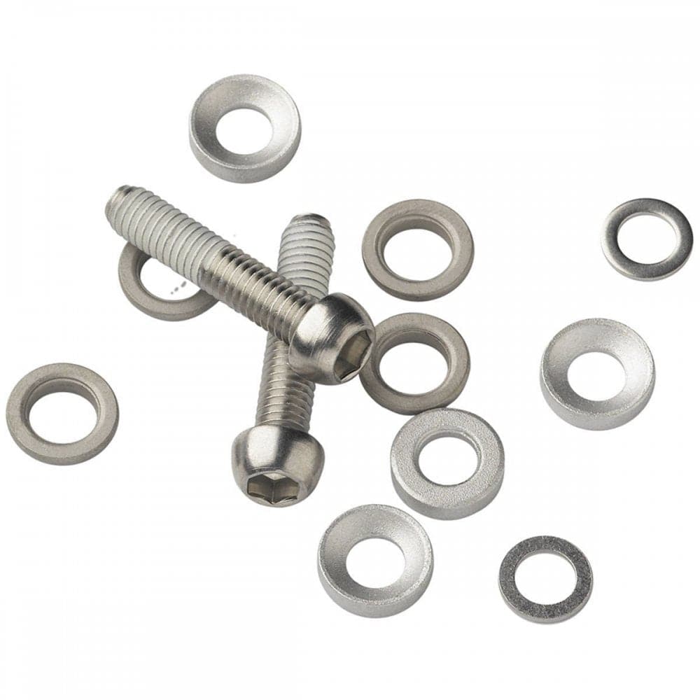 Avid stainless steel caliper mounting hardware kit with bolts and washers for 2012 disc brakes, components for bike brake assembly.