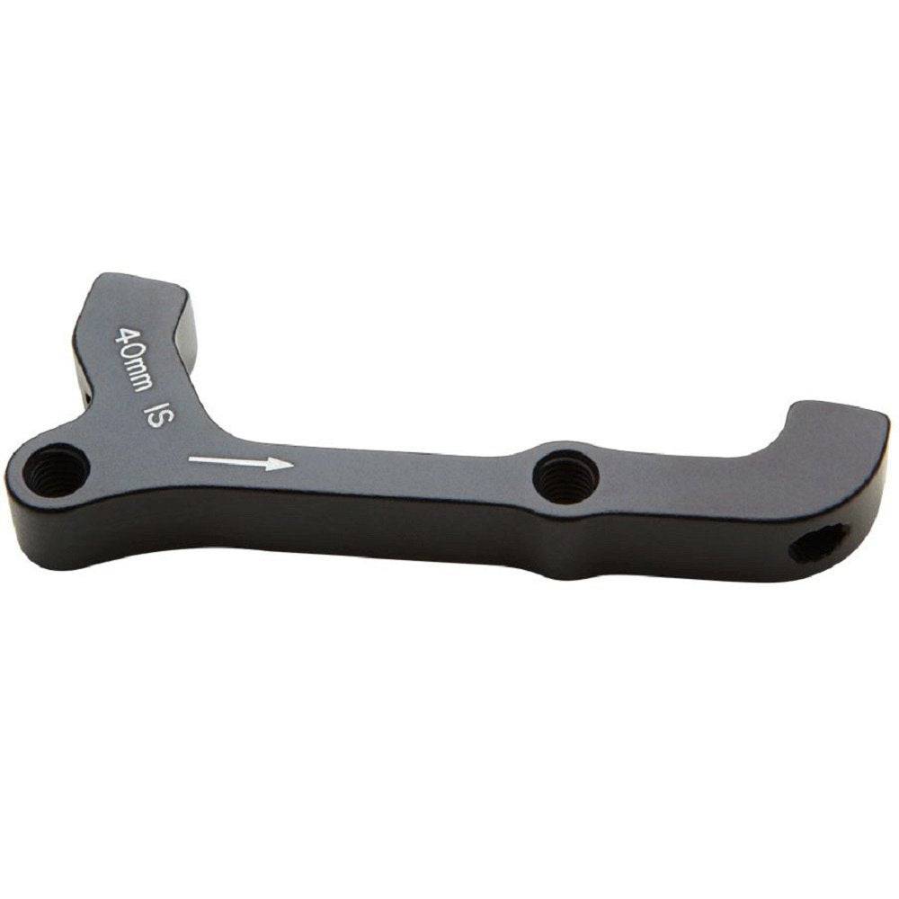 Avid IS brake caliper bracket for front 200mm and rear 180mm disc brakes, with stainless bolts for bike component installation.