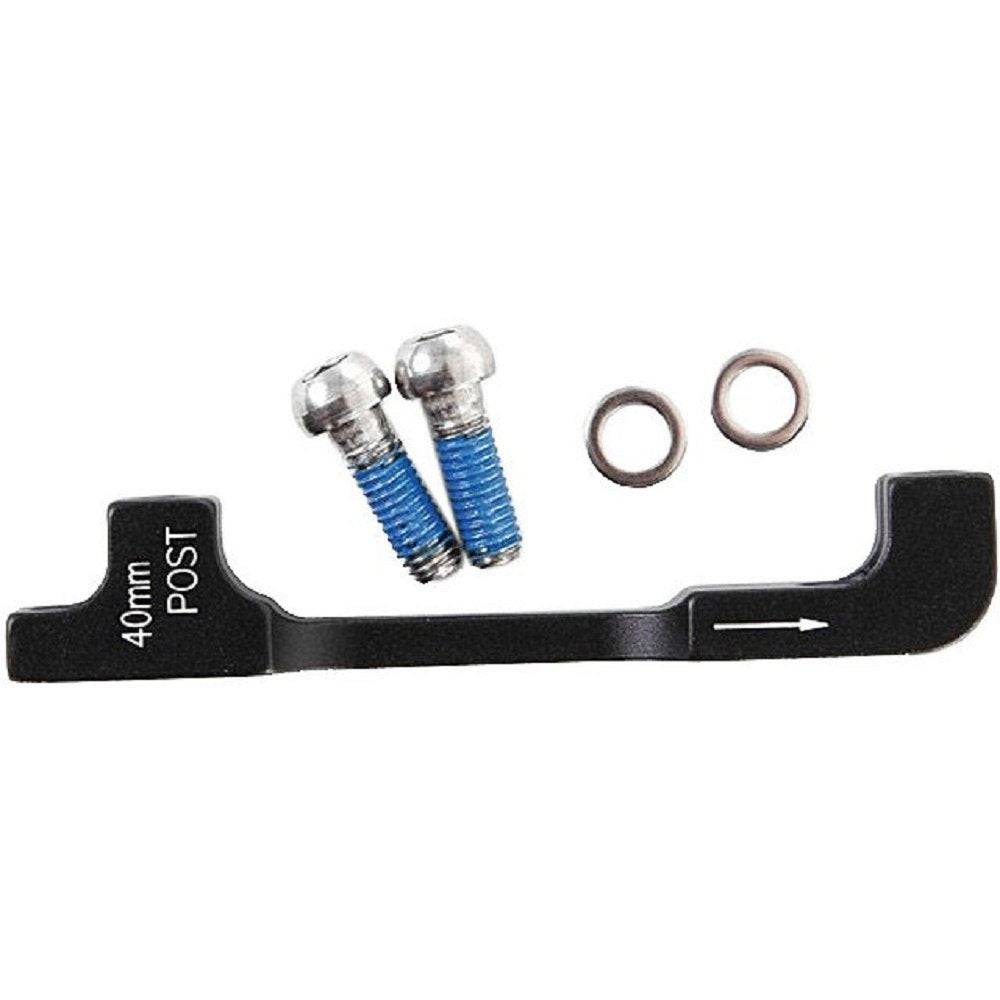 Avid Post Brake Bracket 40 P for 200mm front and 180mm rear rotors with stainless mounting bolts, bike components.