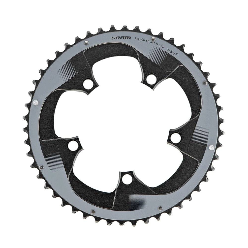 SRAM Rival22 X-Glide R 50T chainring for 11-speed road bike with BB30 GXP, silver, 110 BCD, component part.