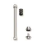Tacx Trainer Adapter for X-12 Axle compatible with thru axle bikes and indoor trainers, shown connected to a bicycle.