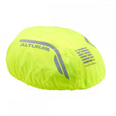 Yellow Altura Nightvision waterproof cycling helmet cover with reflective accents, designed for rain protection and visibility.