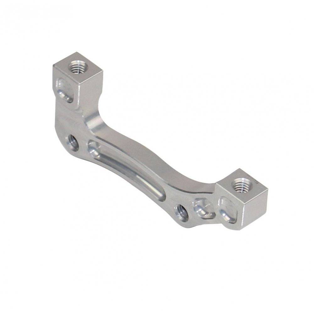 Hope Mount B-Post caliper adapter in silver for IS 203mm front and 183mm rear disc brakes, bike component spares