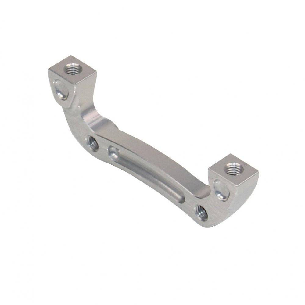 Hope Mount J-Post caliper adapter to IS brake system in silver for bicycle brake components.