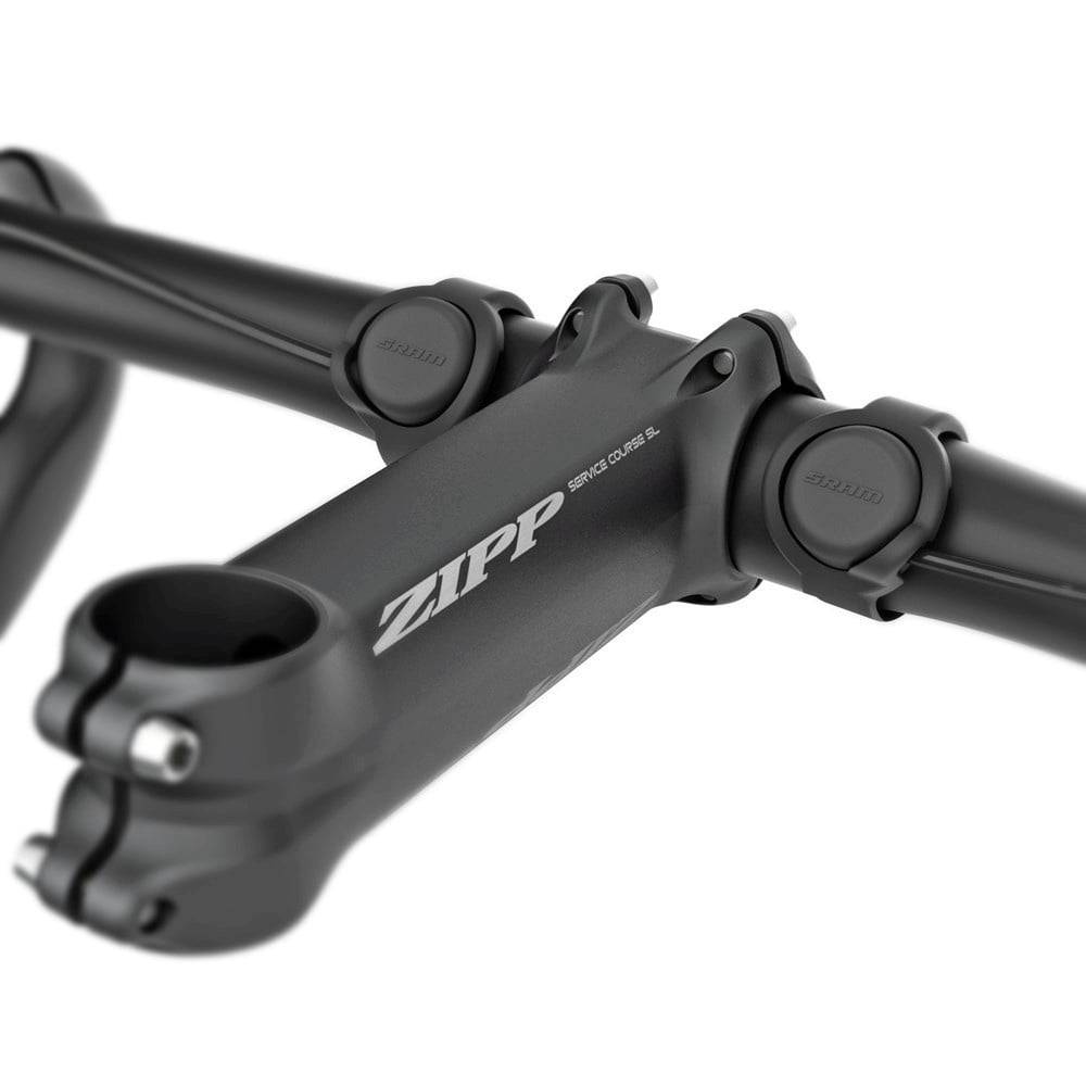 Pair of SRAM Blip clamps for 31.8mm handlebars, secure shifter mounting components, black metal finish.