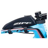 Zipp Speed Box 1.0 top tube storage bag with mounting hardware and velcro straps, compact cycling accessory for organizing essentials.