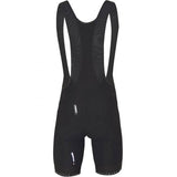 Q36.5 Wolf 2.0 thermal cycling bib shorts for cold weather, showing black bib shorts with thermal fabric and adjustable straps.