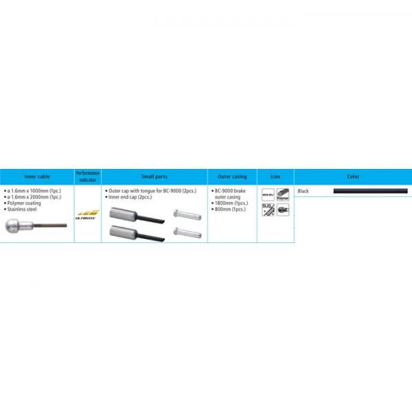 Shimano Dura-Ace road brake cable set with black polymer-coated inners, showing cables and connectors for bike braking system.