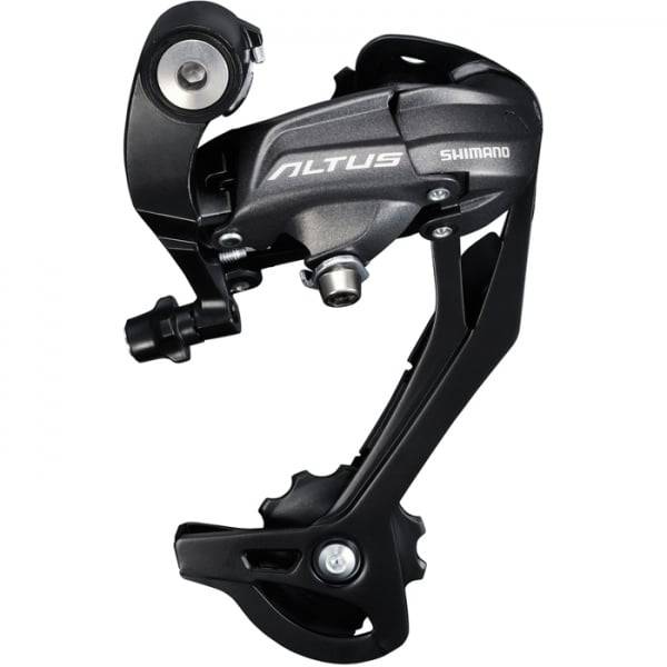 Shimano Acera RD-M370 Altus 9-speed SGS rear derailleur for mountain bikes, black, showcasing derailleur with jockey wheels.