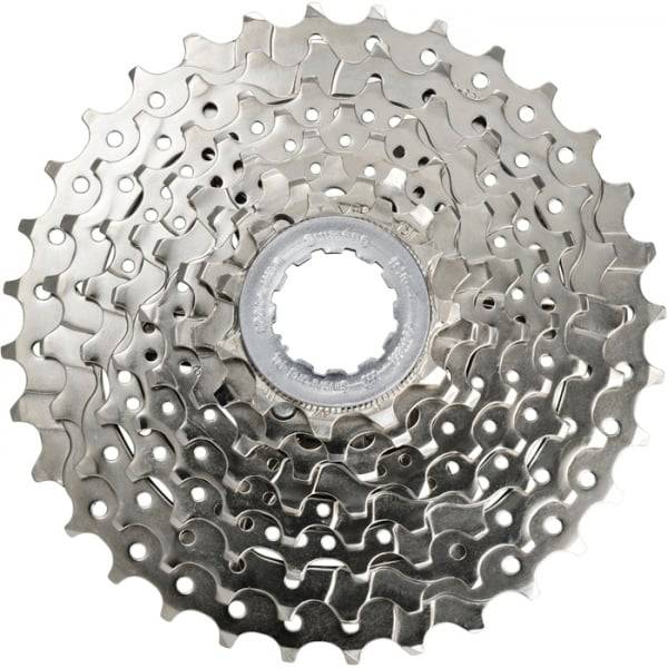 Shimano Claris CS-HG50 8-speed 11-32T cassette with Hyperglide technology for smooth shifting on bicycle components.
