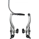 Shimano Alivio BR-T4000 V-brakes with S65T shoes for reliable wet weather stopping on bicycles.