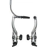 Shimano Alivio BR-T4000 V-brakes with S65T shoes for reliable wet weather stopping on bicycles.
