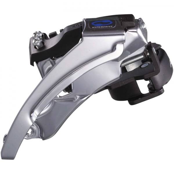 Shimano Altus FD-M310 8-speed MTB front derailleur with dual pull mechanism, standard mountain bike front gear component.