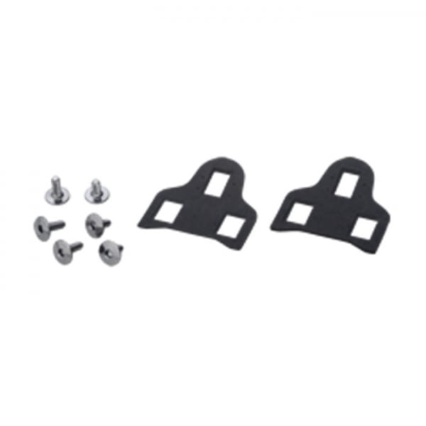 Shimano SM-SH20 SPD-SL cleat spacer and fixing bolt set for precise bike pedal fit, shown with components on a white background.