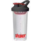 Elite shaker bottle 700 ml with strainer, BPA-free fitness supplement mixer, clear plastic bottle for protein shakes and drinks