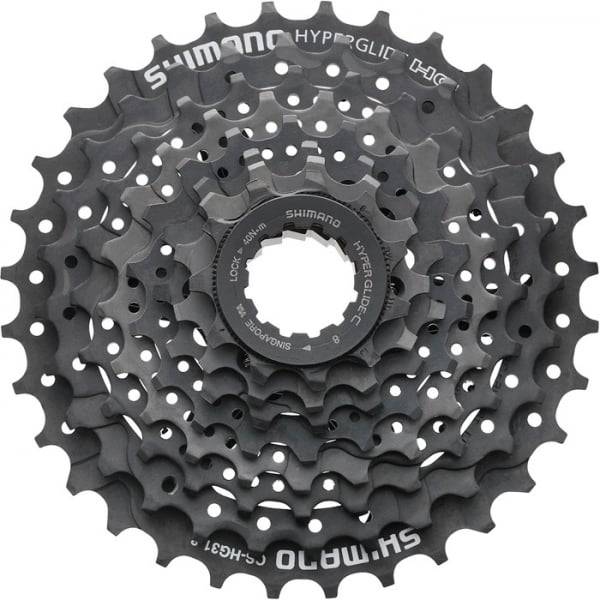 Shimano Acera 8-speed cassette with 11-32T Hyperglide sprockets for bike drivetrain components.