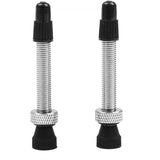 Pair of Nutrak 44mm bronze Presta tubeless valves with removable cores for bike wheels, durable and easy to install.