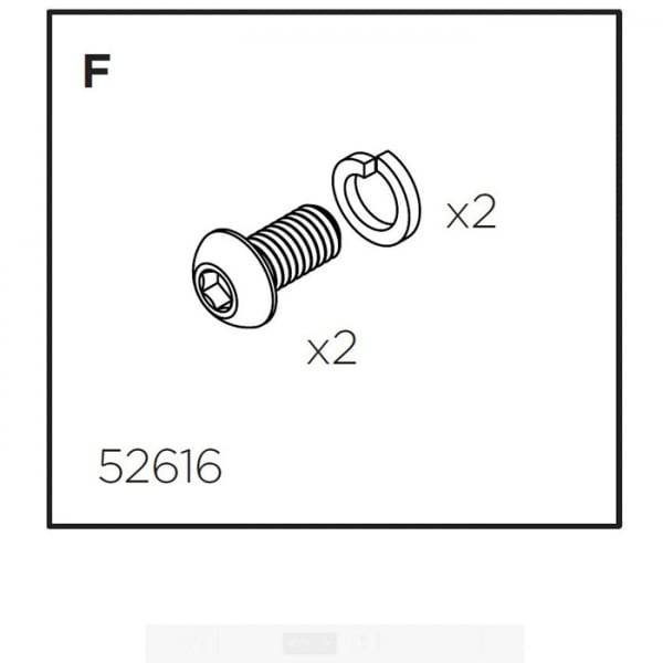 Thule Pack'n Pedal Hook fixing bolts with washers for pannier rack accessories, shown with bolts and washers on a white background.