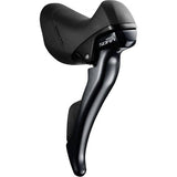 Shimano Sora ST-R3000 9-speed road bike STI lever set with adjustable reach, showing brake and gear shifters on a bicycle handlebar.