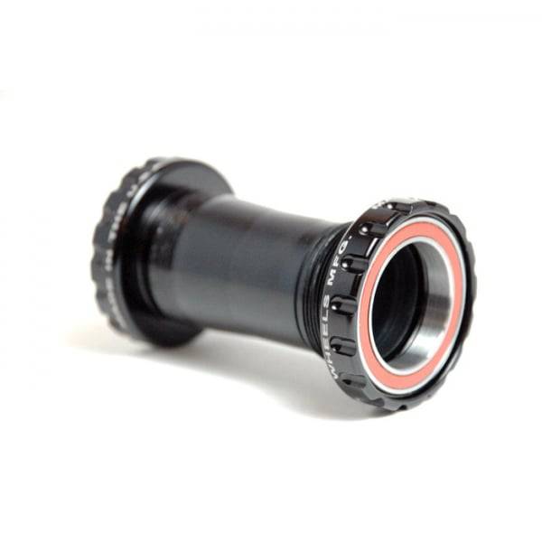 Wheels Manufacturing BSA 30 bottom bracket with serviceable angular contact bearings for bicycle components installation.