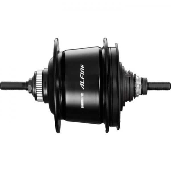 Shimano Alfine SG-S7051 Di2 8-speed internal hub gear with center-lock disc compatibility, showing the gear mechanism and disc attachment.