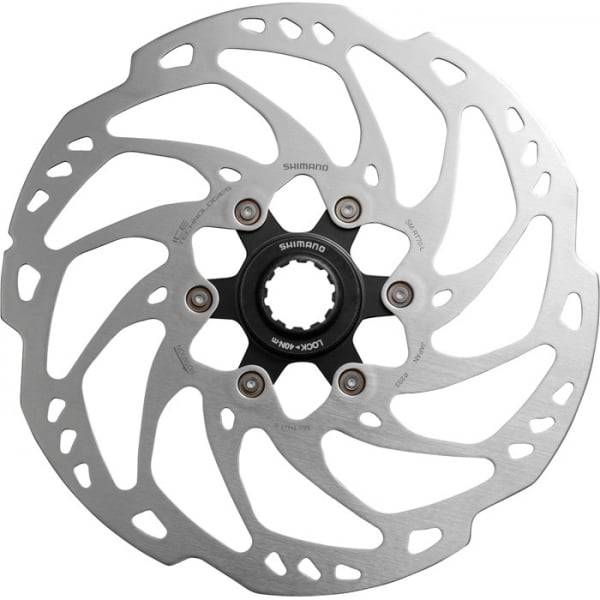 Shimano SM-RT70 Center Lock Rotor with Ice Tech for bike braking, showing the silver disc with center lock mount and cooling fins.