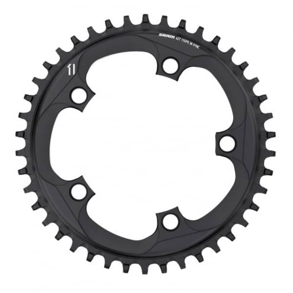 Black SRAM X-Sync 11-speed 42T chainring with 110 BCD for BB30 or GXP MTB cranksets, featuring durable tooth design.