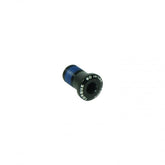 Trek M10x1mm full suspension rocker pivot bolt in black and blue alloy, 17mm length, for bike component replacement.