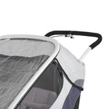 Transparent Hamax Outback rain cover for child trailer, weather protection accessory with clear plastic material.