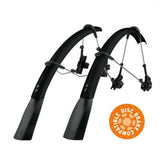 SKS Raceblade Pro Stealth clip-on mudguard set for road bikes in matte black, designed to protect wheels from mud and water.