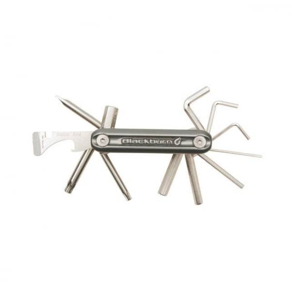 Blackburn Grid 13 Bike Multitool compact workshop repair tool with multiple screwdriver and hex key options for on-the-go bicycle maintenance.
