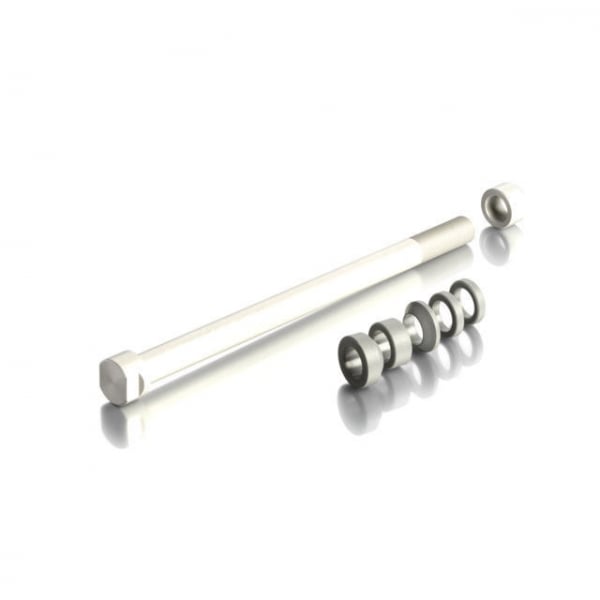 Tacx M12X1 trainer axle for E-Thru mounts, indoor cycling accessory, durable metal component for bike trainer setup.