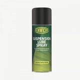 Fenwick's Suspension Lube Spray 200ml for forks, shocks, and dropper posts, anti-stiction lubricant in a workshop setting