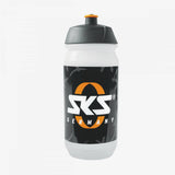 SKS Logo 500ml BPA-free cycling water bottle in blue with SKS branding, designed for bike cages and outdoor cycling.