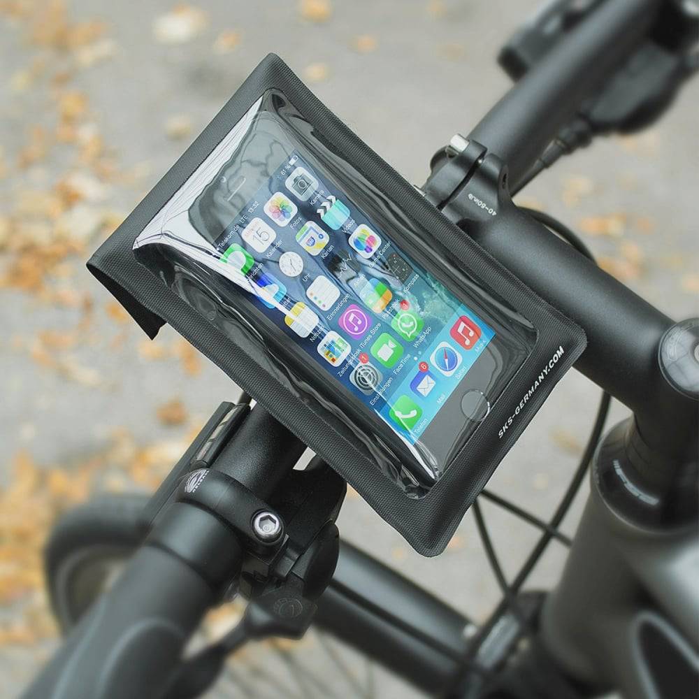 SKS Smartboy handlebar mount with waterproof case for smartphones up to 144x76x9mm, cycling accessory, outdoor use