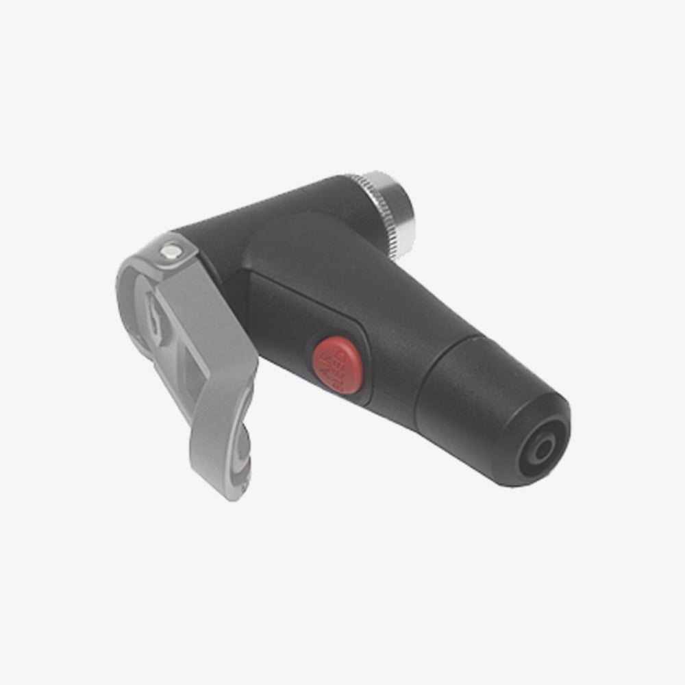 Blackburn Anyvalve air bleed pump head in black, compatible with Presta and Schrader valves for bicycle tire inflation accessories.
