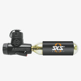 SKS Airbuster CO2 inflator pump with pressure regulator and frame bracket, bike accessories for quick tire inflation